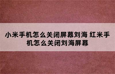 小米手机怎么关闭屏幕刘海 红米手机怎么关闭刘海屏幕